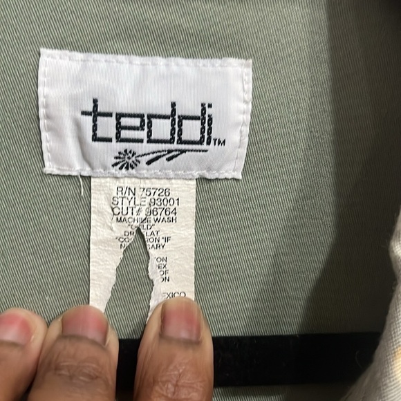 Teddi Womens Stretch Denim Jacket Blazer Sz Medium Floral Print - Picture 5 of 6